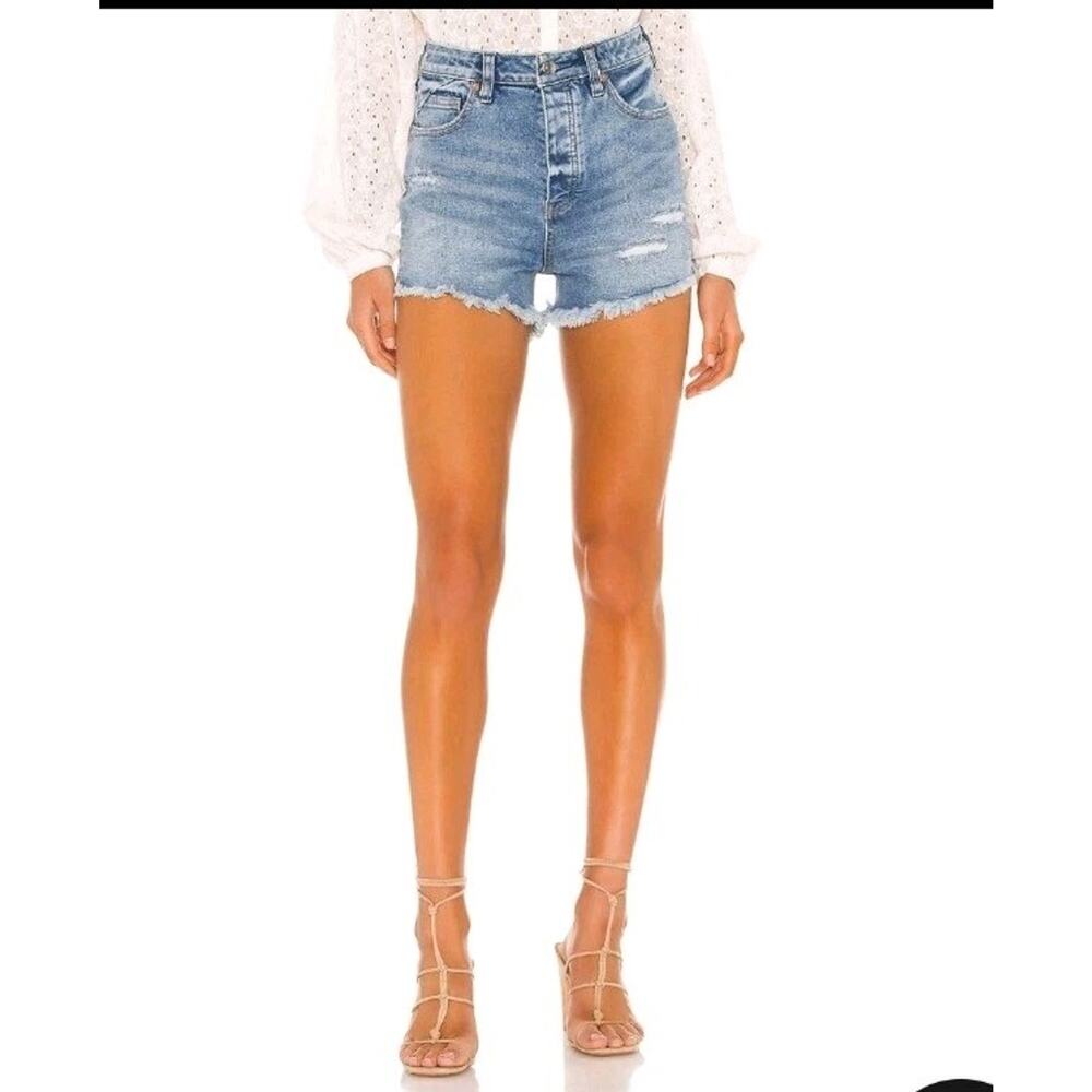 Free People We The Free CRVY Vintage High Rise *In Light Blue* Shorts 26